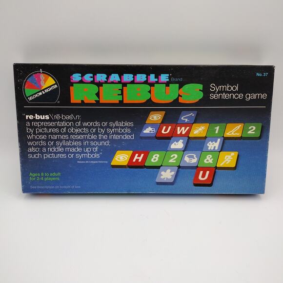 Vintage Scrabble REBUS Selchow & Righter 1986 Tile Board Game Complete in Box - Picture 5 of 7